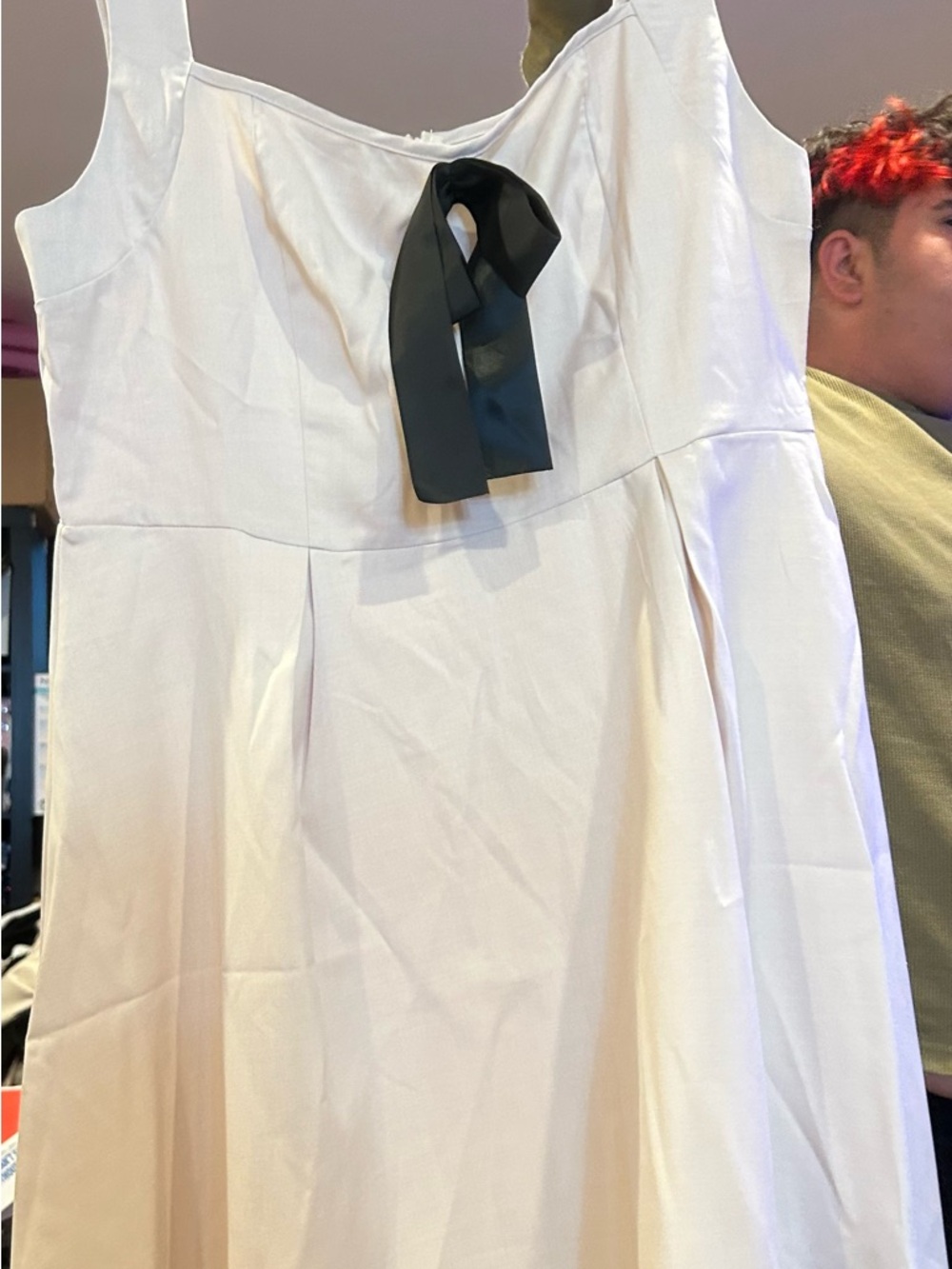 Women’s White Sundress with Black Bow Accent